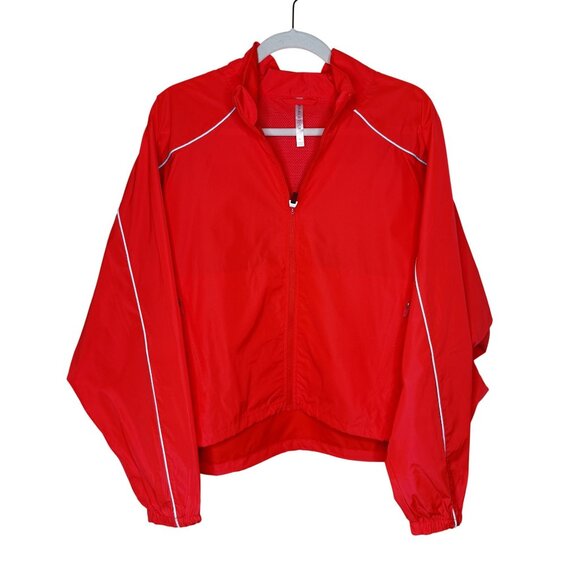 Fabletics Tempo Lightweight Windbreaker in Neon Coral, L - Picture 2 of 8